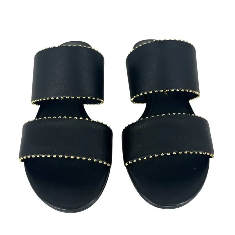 Salvatore Ferragamo Black Belluno Studs Slide Two-Strap Mule - Picture 5 of 14